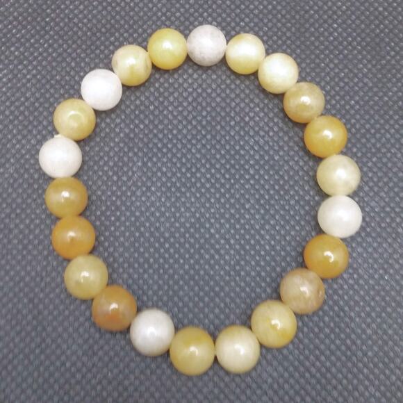 Gemstone Bracelet Yellow Topaz Jade 8mm Beaded Handmade Stretch Natural NEW - Picture 4 of 13